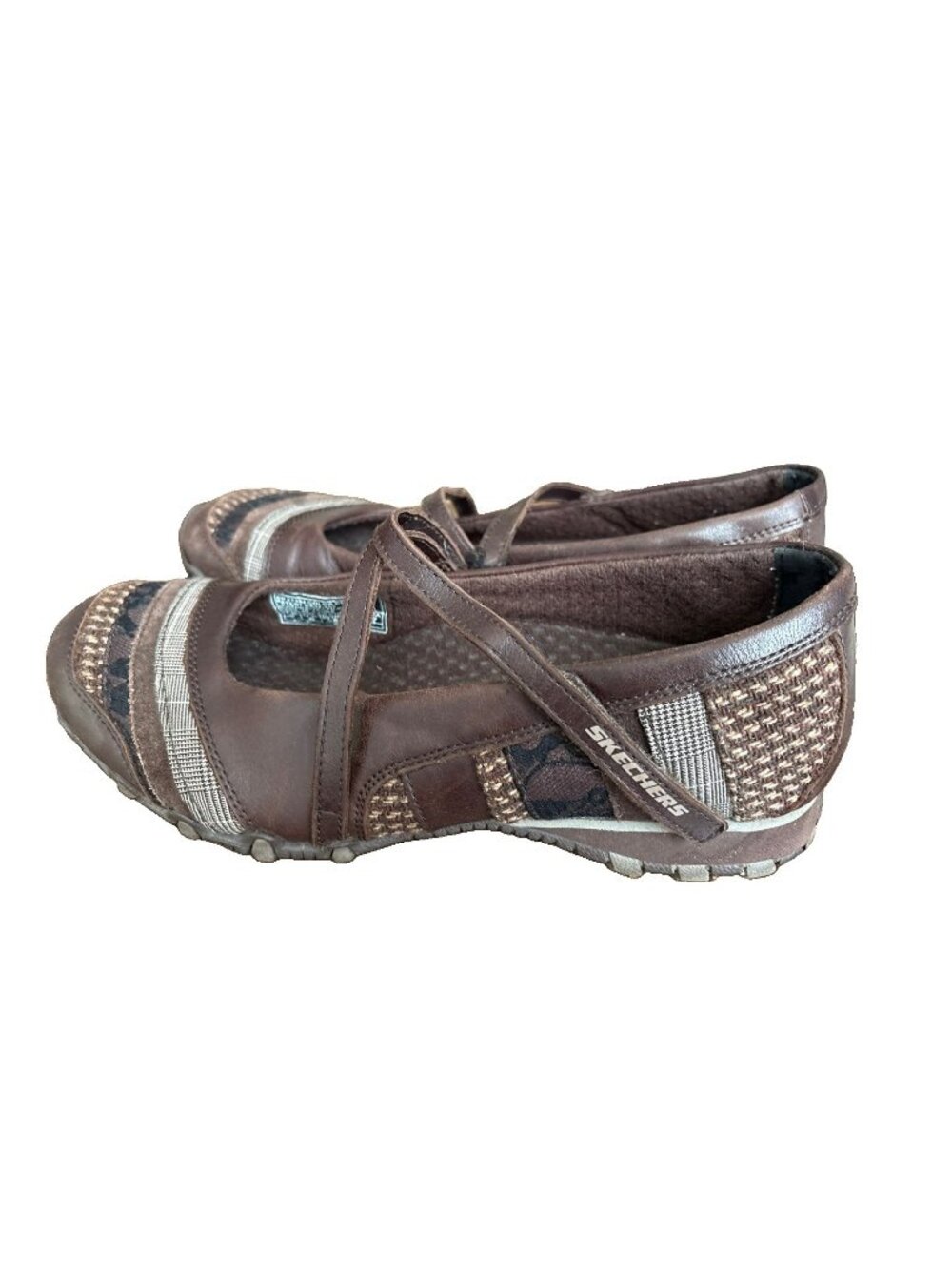 Skechers Patch Fall Leather & Embroidery Boho Sz 8 Mary Jane Ballet Flat Sneaker